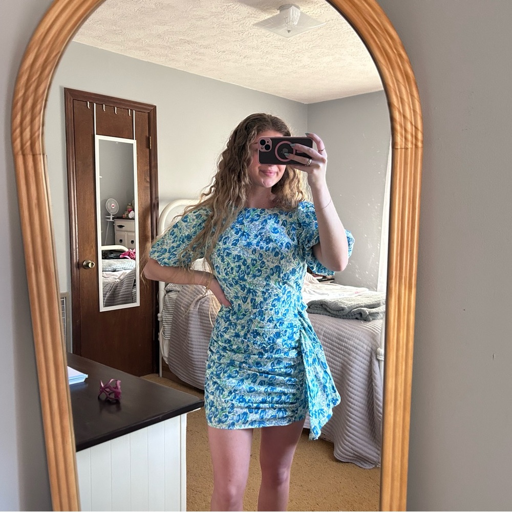 Floral Blue and White Dress